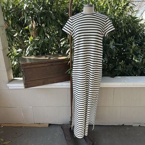 SPANX AirEssentials Black White Striped Maxi Dress Size M